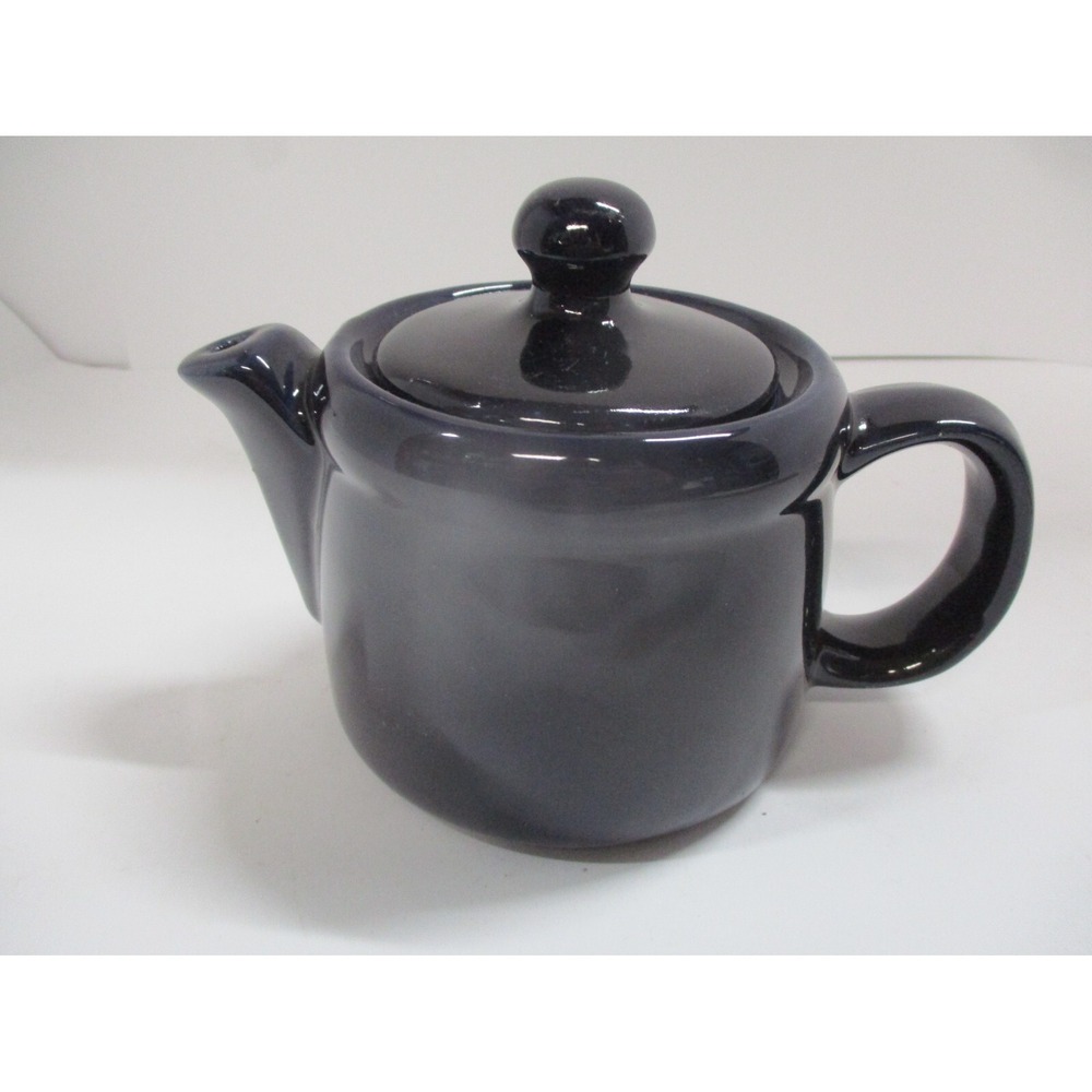 Small Navy Blue Tea Pot, Vintage Mid Century Pottery McCoy 7129